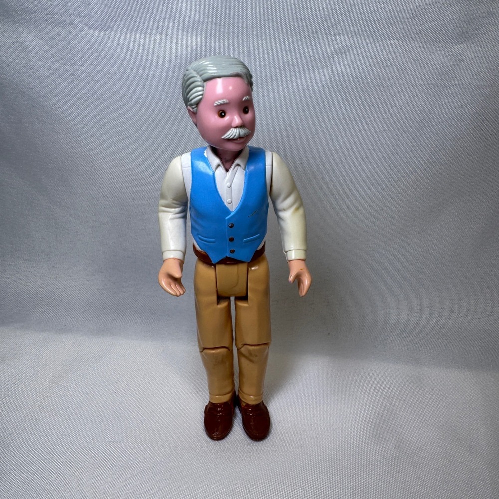 Fisher-Price Loving Family Grandpa Figure 1994 Vintage Dollhouse Blue Vest Toy